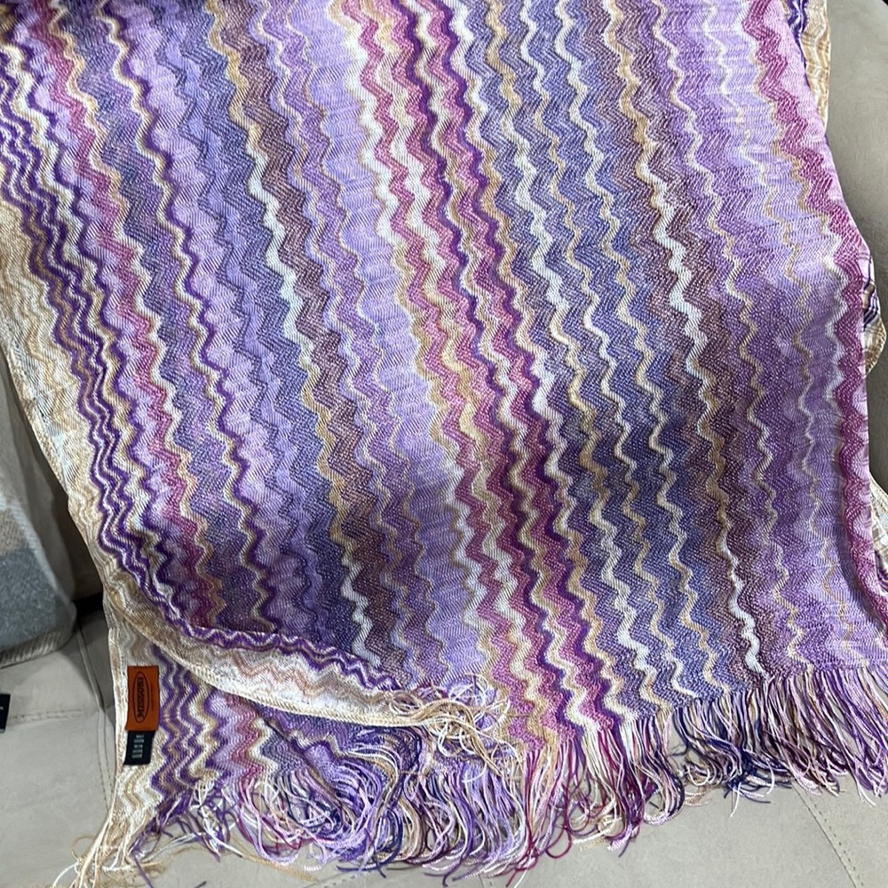 Missoni Zig Zag Viscose scarf Shawl with Frindge
